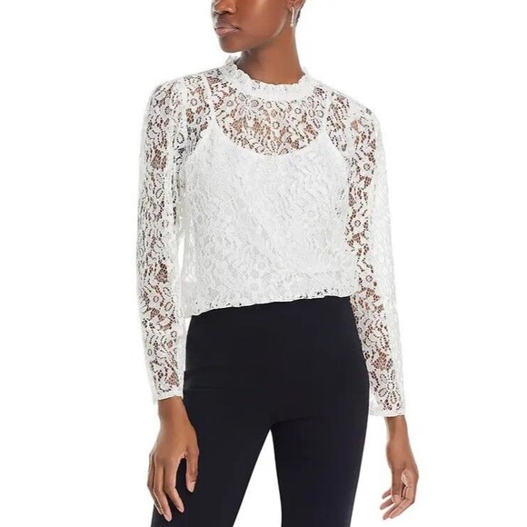 Koko + Mason Tops - Koko + Mason Women's Long Sleeve Lace Top Large Chic Modern Whimsy Revival NEW
